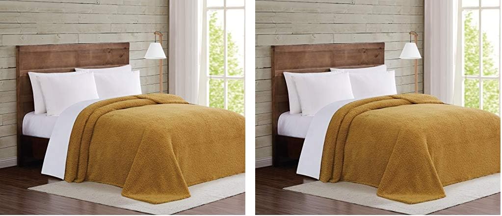 Brooklyn Loom Marshmallow Sherpa Bed Blanket, Twin XL, Blush (Pack of 2)