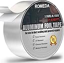 Romeda Aluminum Foil Tape, 2 inch x 65 Feet Foil Tape (3.9 mil), Silver Insulation Adhesive Metal Tape, High Temperature Heavy Duty HVAC Tapes for Ductwork, Dryer Vent, HVAC
