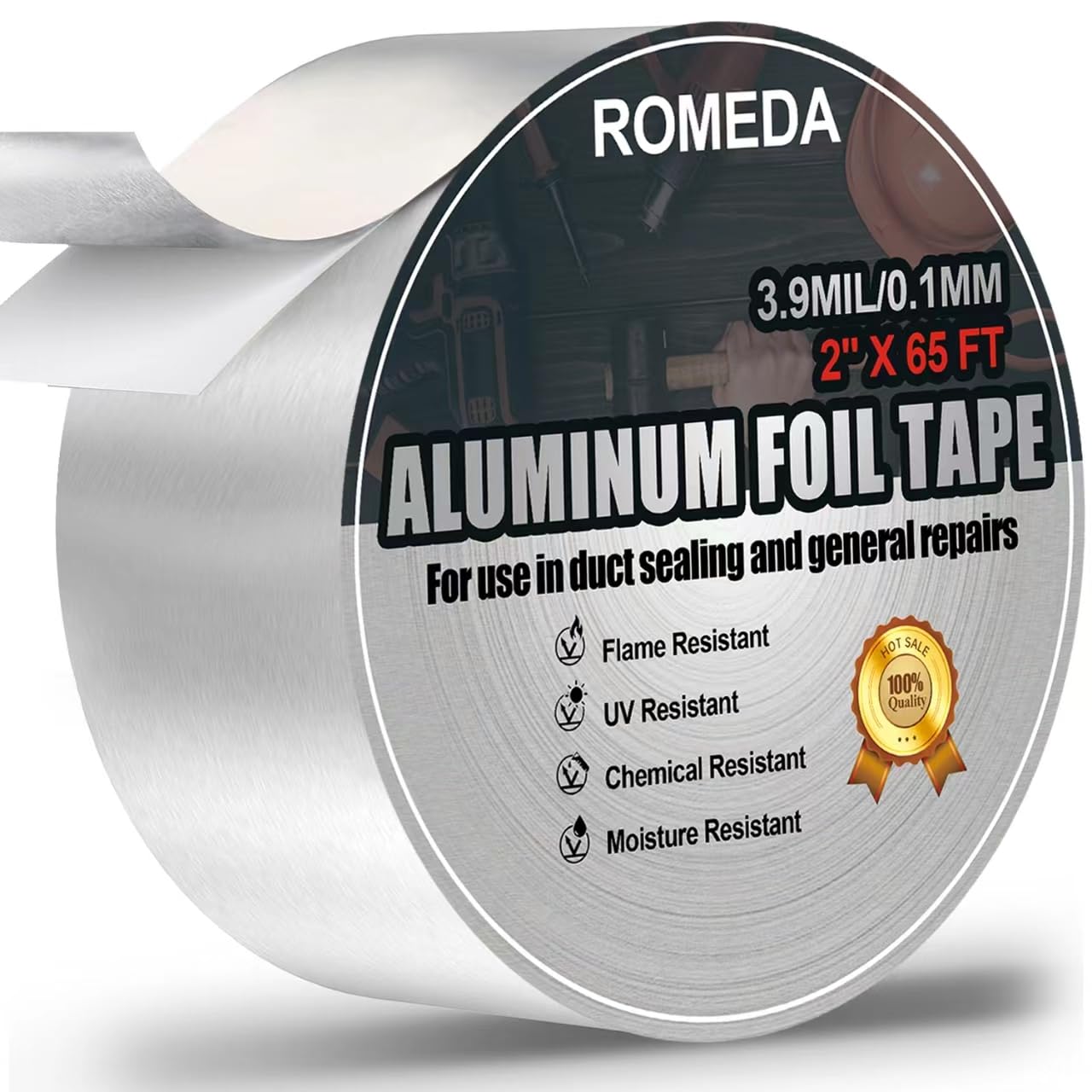 Romeda Aluminum Foil Tape 2 inch x 65 Feet Foil Tape 3 9 mil Silver Insulation Adhesive Metal