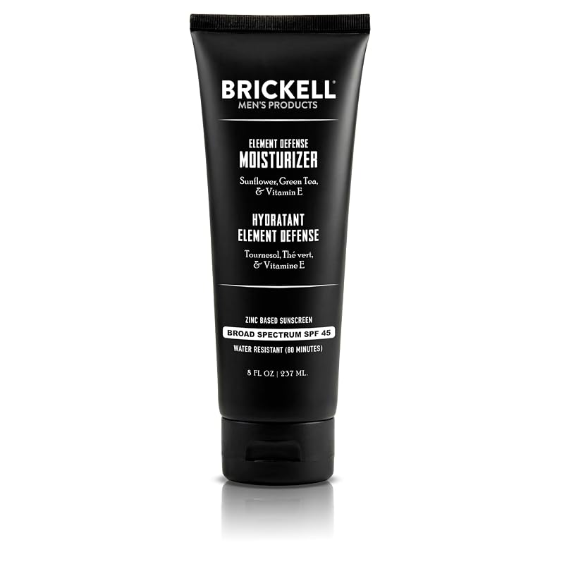 Hidratante facial Brickell Men's Products com FPS 45, zinco, vitamina E e chá verde, sem fragrância, 237 mL