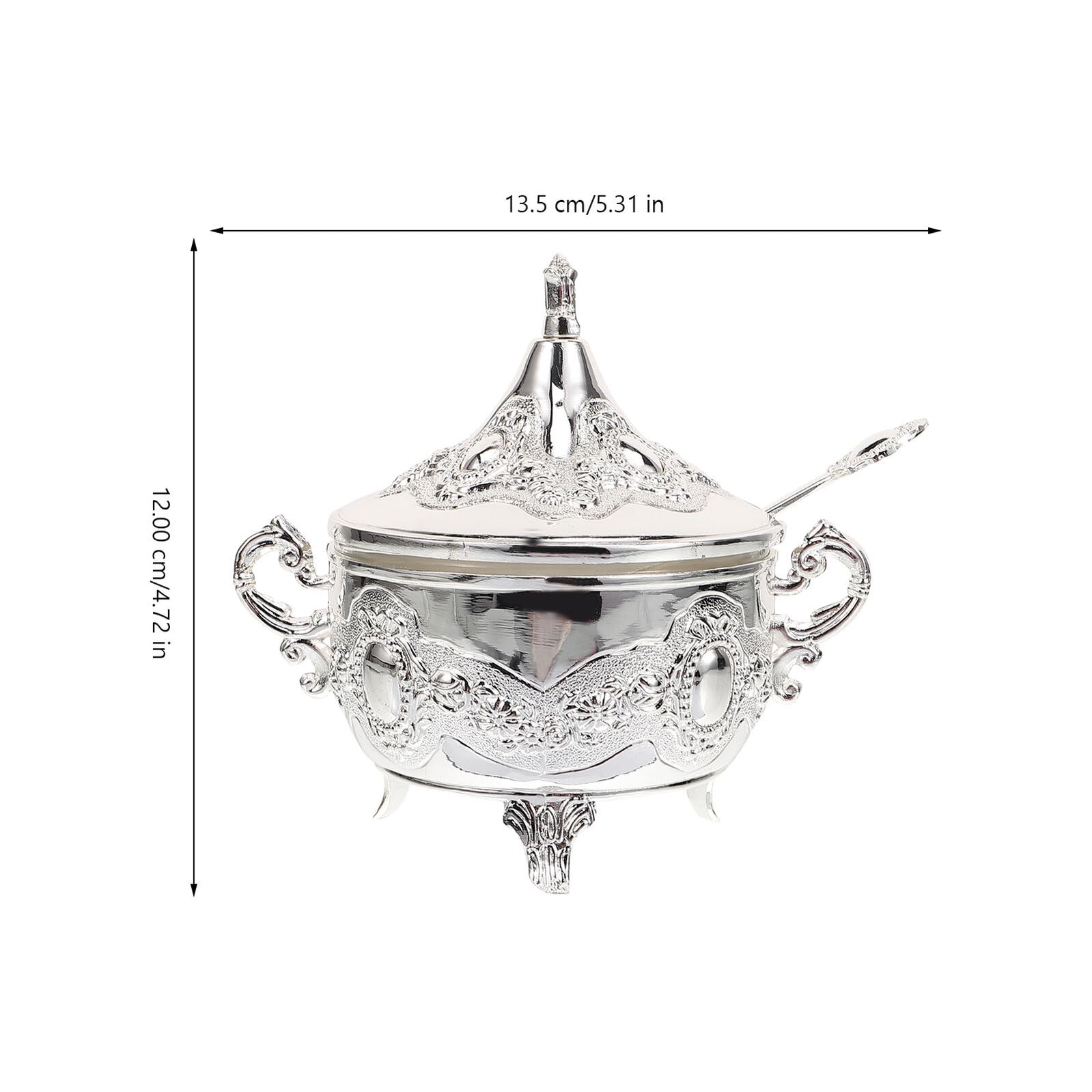 Garneck Elegante Gewürzdose aus Zinklegierung mit Löffel und Deckel Rustfrei Präzise Geprägtes Muster Vielseitig für Zucker Salz Pfeffer für Küche und Party Stilvolle Vorratsdose