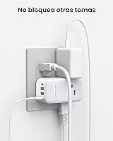 Vista 4 de TROND - Extensor de toma de corriente con enchufe giratorio de 360, divisor de 3 tomas de CA con 2 cargadores USB C PD de 20W, adaptador de enchufe