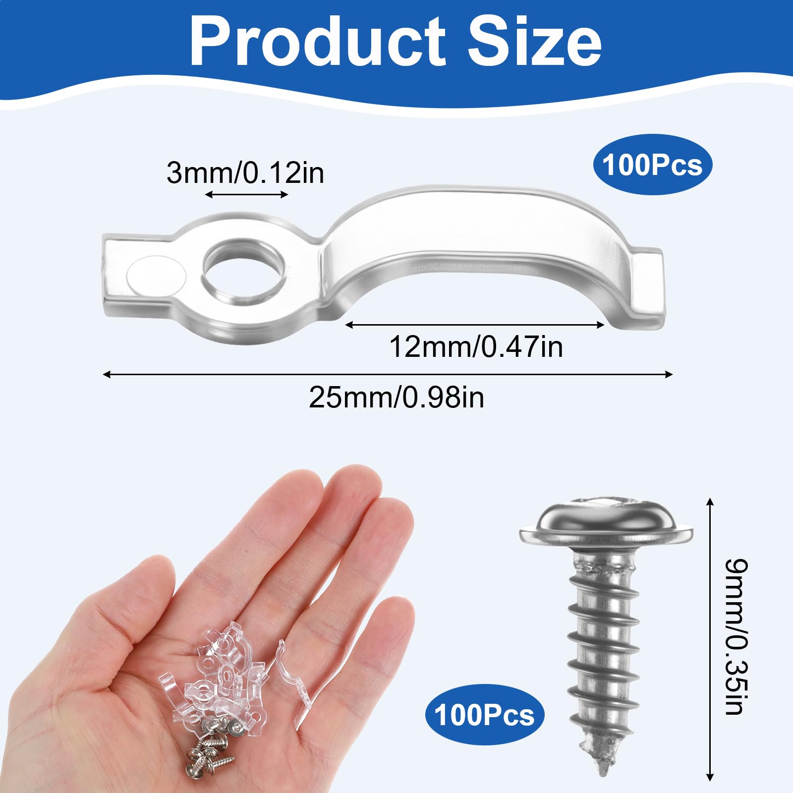 Confezione da 100 attacchi porta striscia LED, porta striscia LED, clip