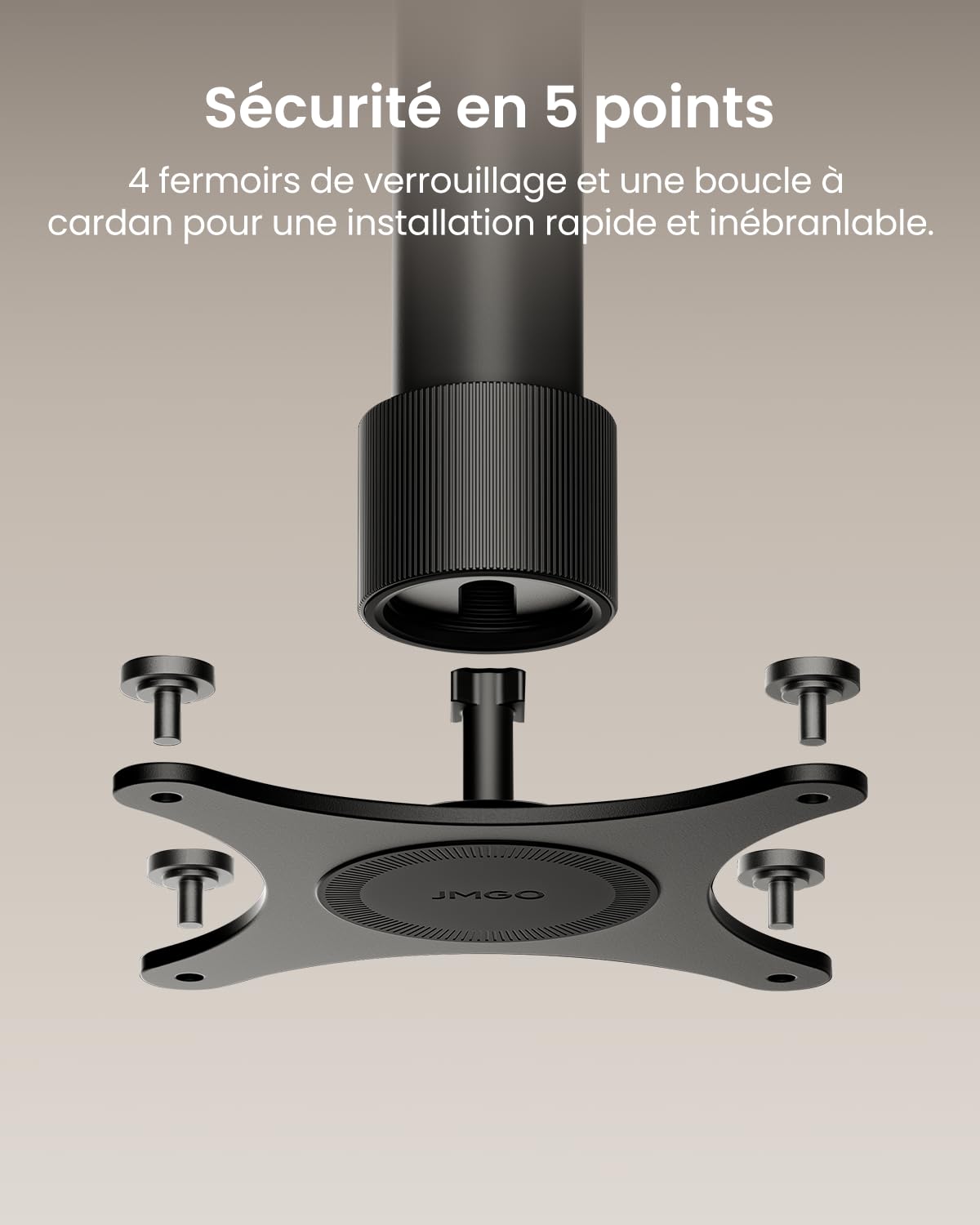 JMGO N3 Ultimate Support de Plafond Original pour Projecteur, X-Gimbal 360° Rotation, Gestion des Câbles Dissimulée, Aluminium Aéronautique, Fixation Sécurisée