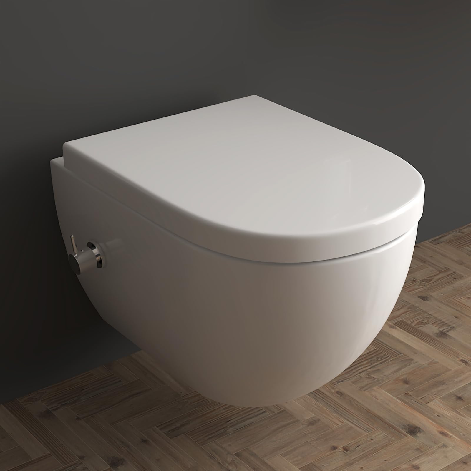 Alpenberger Hänge WC mit Bidet Funktion | Dusch WC Kloschüssel mit Softclose WC-Sitze | Keramik Toilette Spülrandlos mit Armatur | Wand WC Set mit Schallschutz | Passend Geberit