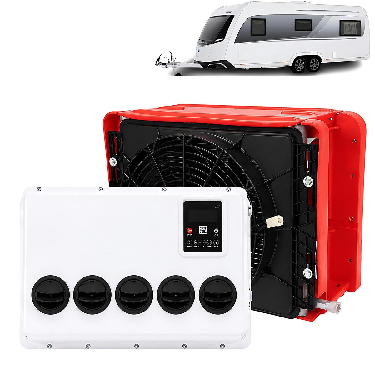 12V Condizionatore d'Aria Universale per Camion,12000 BTU, Raffreddamento rapido, Silenzioso, Protezione Bassa Tensione, compressore rotativo. per RV, Camper, rimorchi, Camion, escavatori. 24V