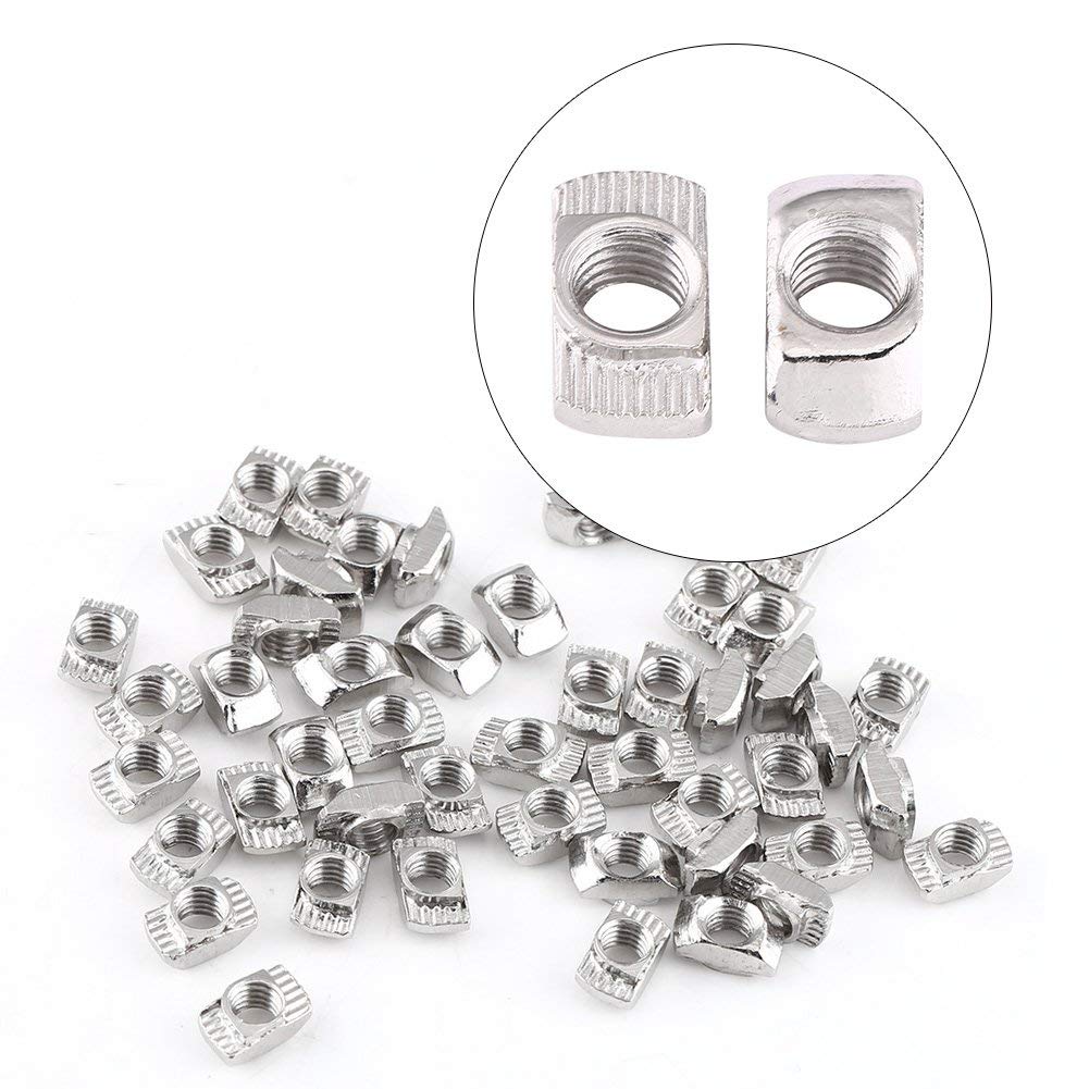 50Pz M8 T Scanalatura Dado Femmina d'Argento in Acciaio al Carbonio Placcato Zincato, Standard Europeo Profilo in Alluminio per Estrusione(EU40-M8 × 19,5 × 10)