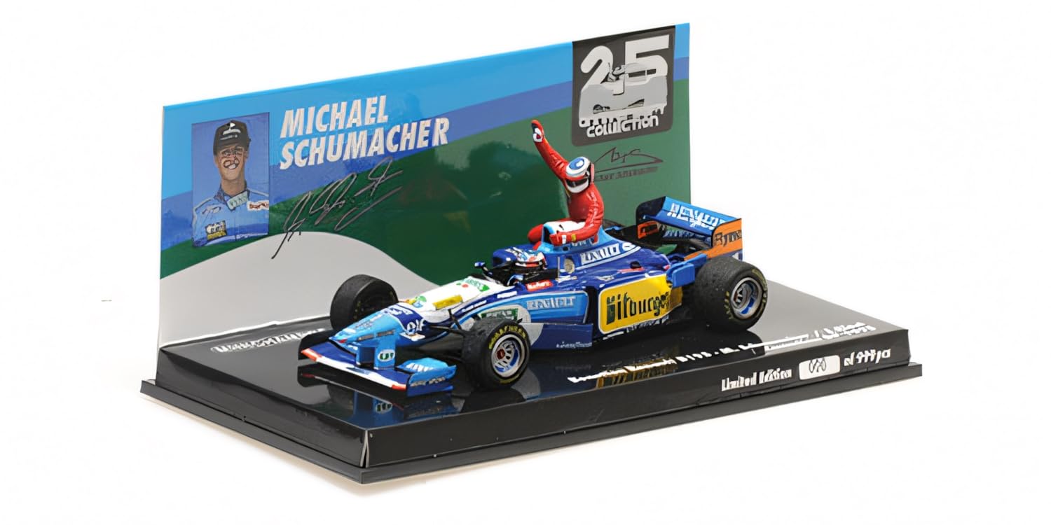 Minichamps 517950601 1:43 Benetton Renault B195-Michael Schumacher-Canadian GP 1995 con Alesi Figure Auto da Collezione in Miniatura, Multicolore