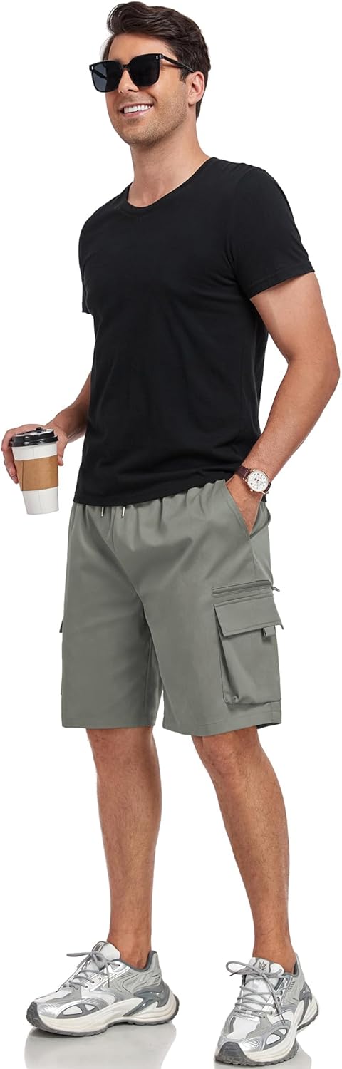 ZAFUL Mens Casual Shorts Flat Pocket Zipper Cargo Shorts Fashion Summer Short Drawstring Outdoor Twill Shorts with 6 Pockets - Image 5