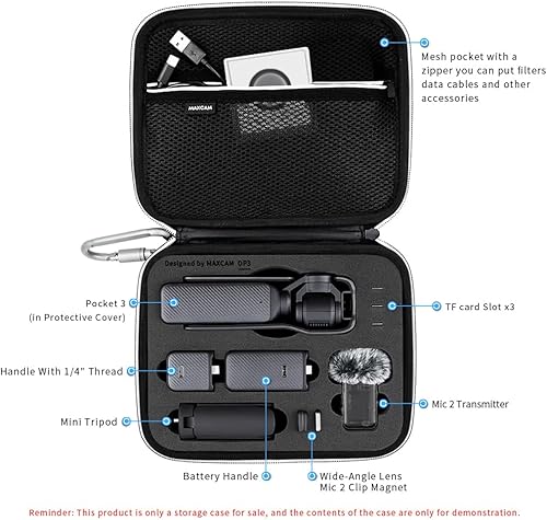 Miniatura 3 de MAXCAM Funda de transporte mediana compatible con Osmo Pocket 3 Creator Combo