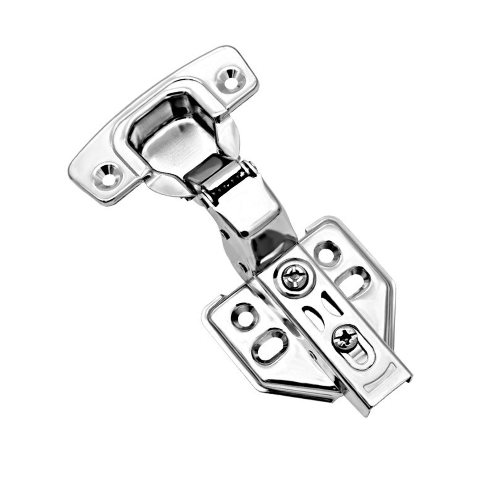 50 Pack-Cabinet Hinges, 100 Degree Soft Closing Full Overlay Door Hinge for Frameless Cabinets, Stainless Steel Nickel Plated Finish(Fixed,No Overlay)