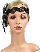 Vista 3 de Rugiente Art Deco 1920s Flapper Tocado de Plumas Rugientes Años 20 Gran Gatsby Diadema para Mujeres Tocado de los Años 1920