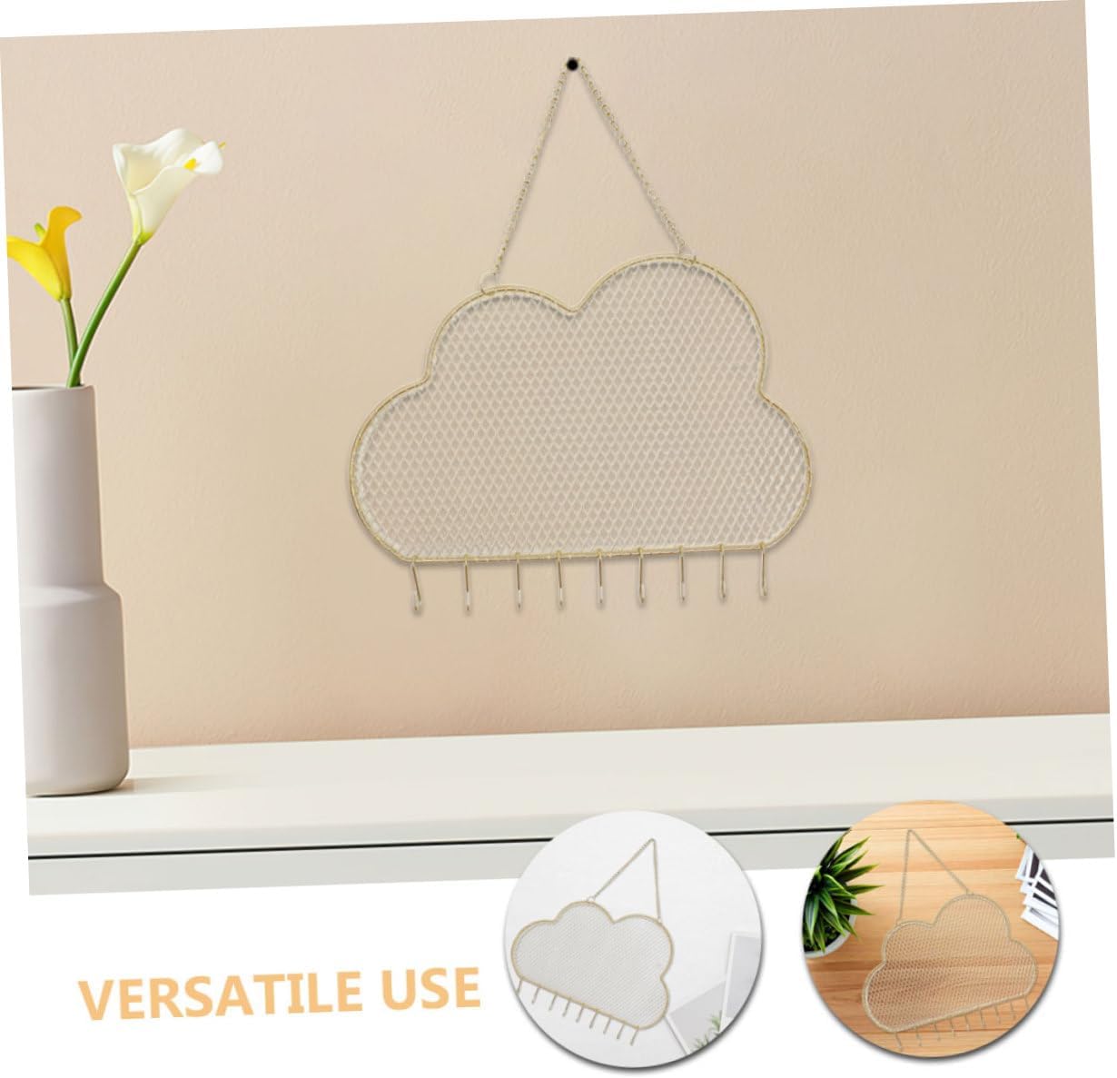 MAGICLULU 2pcs Wall Mounted Earring Organizer Stand with Metal Grid Hanging Jewelry Display Rack, Earring Holder for Bedroom Dressing Room Jewelry Storage