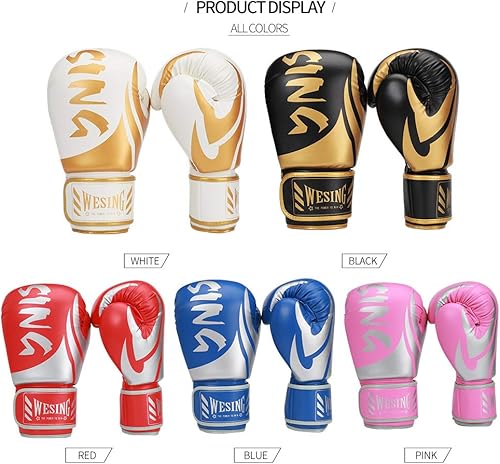 Miniatura 6 de WESING Guantes de boxeo para hombres 14 Oz MMA Training Sparring Guantes 16 Oz Punch Mitts