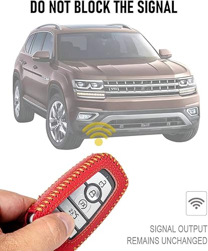 Miniatura 10 de Funda de cuero para llavero Ford con llavero, funda protectora de cuero para llave inteligente de automóvil compatible con Bronco Escape Mustang