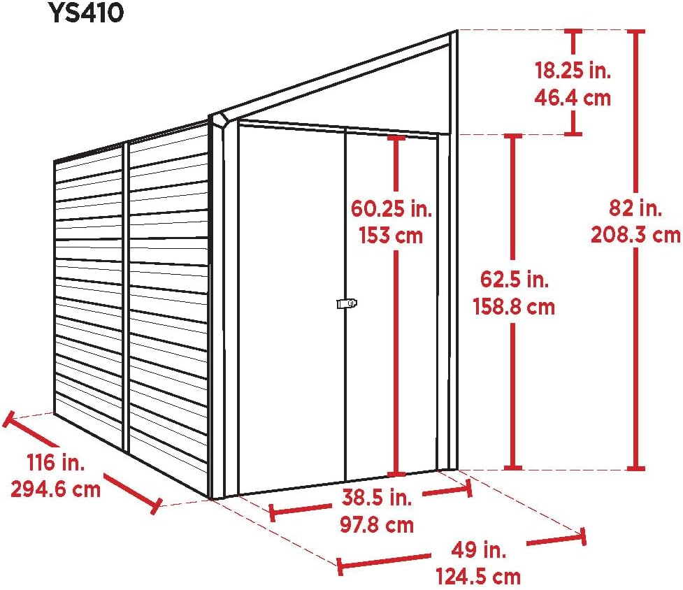 Yardsaver 4 x 10 ft Galvanized Steel Storage Shed with Swing Doors