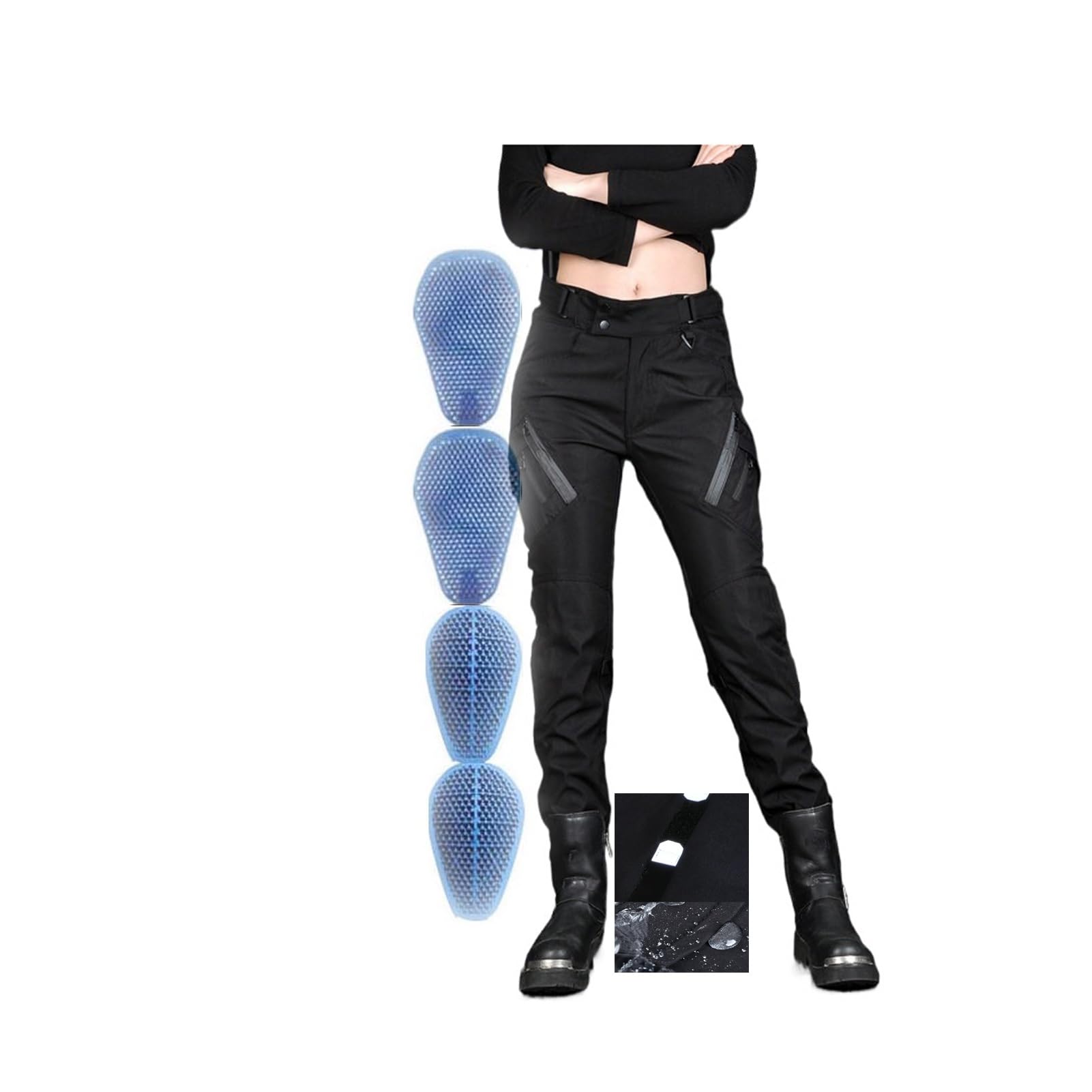Pantalon De Moto Imperméable Protection/Taille Ajustables Pantalon De Vélo avec Bandes Réfléchissantes