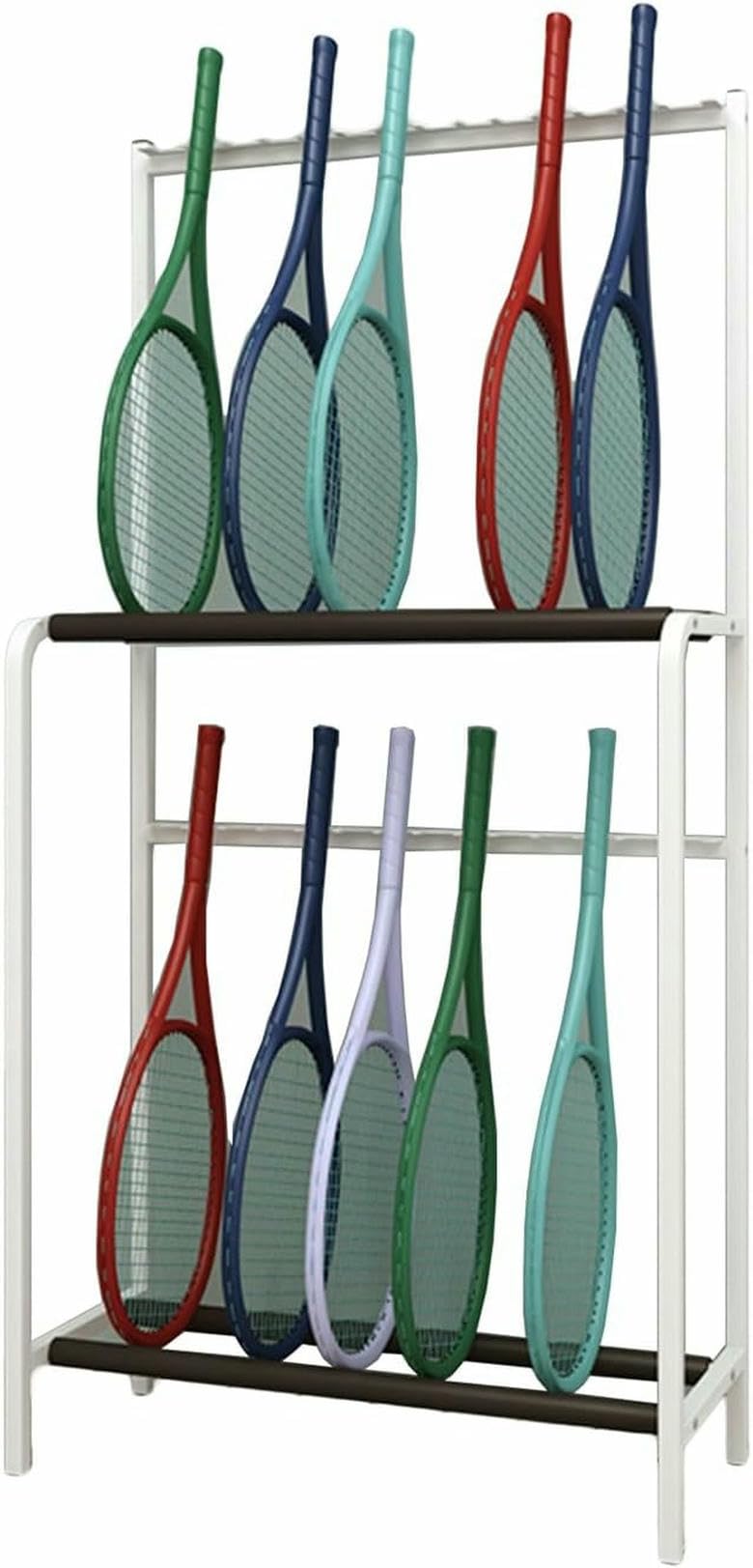 Support de raquette de tennis et badminton à 2 niveaux pour 30 kg