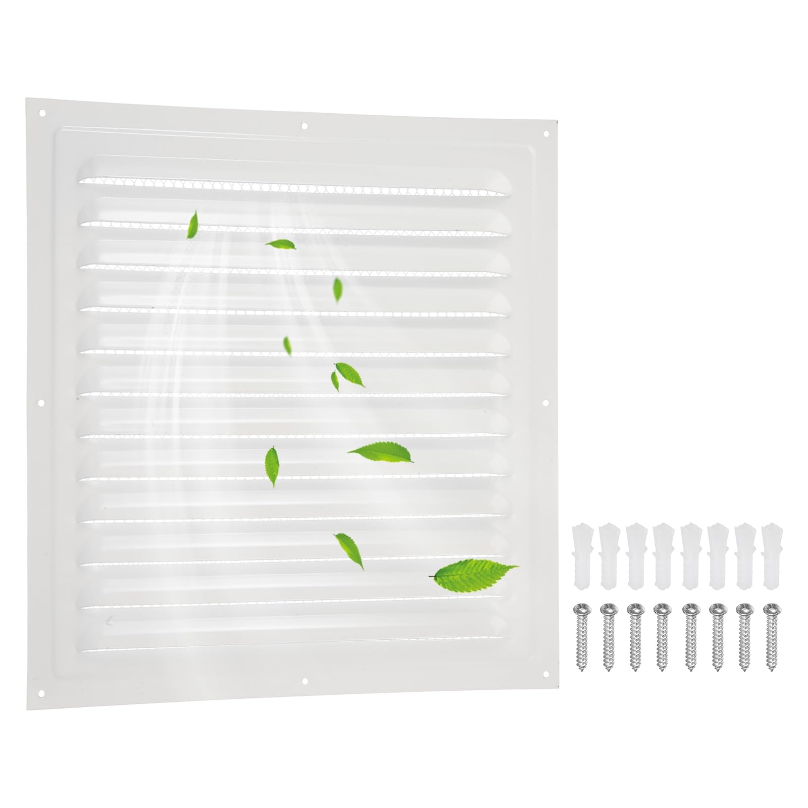 Grille d'aération extérieure blanche en inox pour ventiler le garage et le grenier
