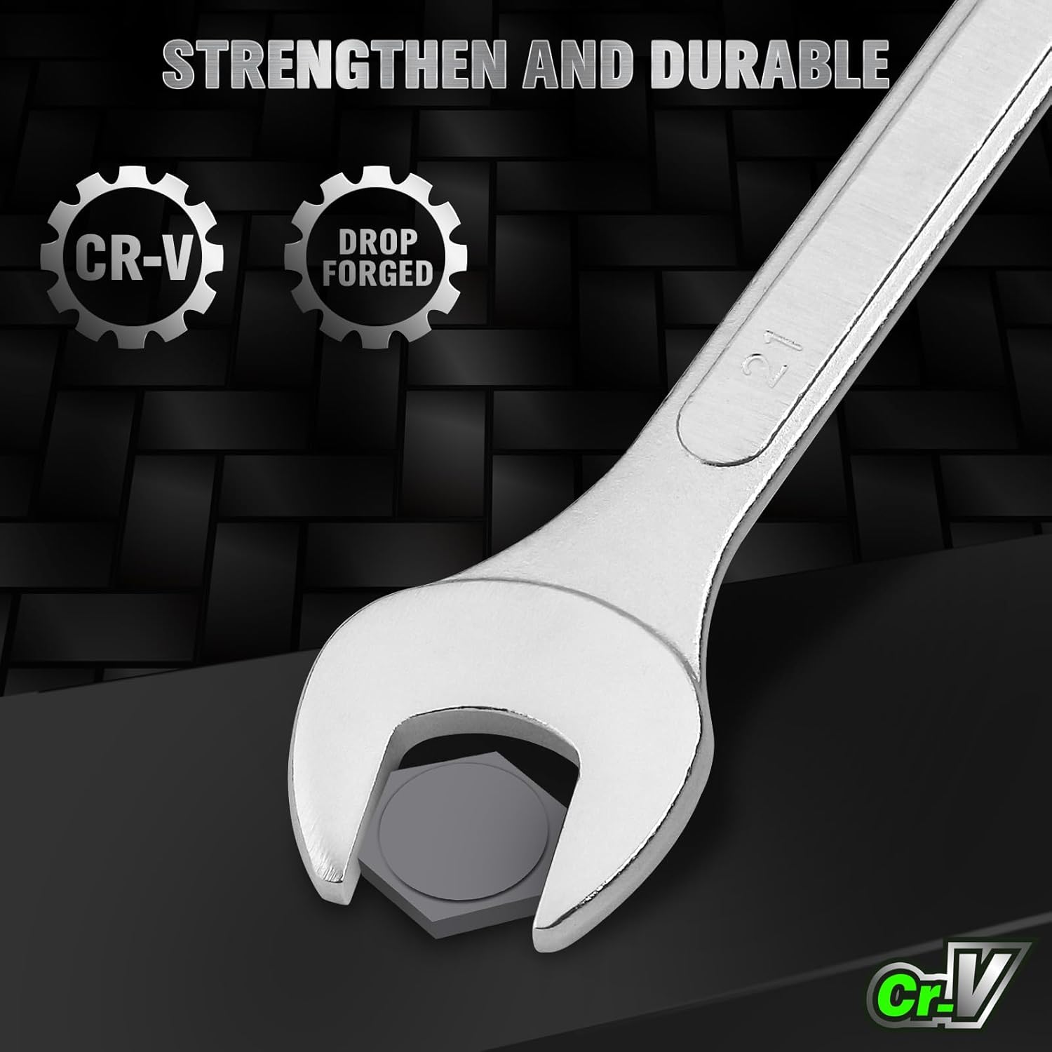 30-Piece Combination Wrench Set, Metric (6mm-24mm) & SAE (1''-1/4"), Standard Spanner Wrench Set, Mechanic Tool Sets with Rolling Pouch, Open End Wrenches for Household, Garage, Workshop, Auto Repairs - Image 4