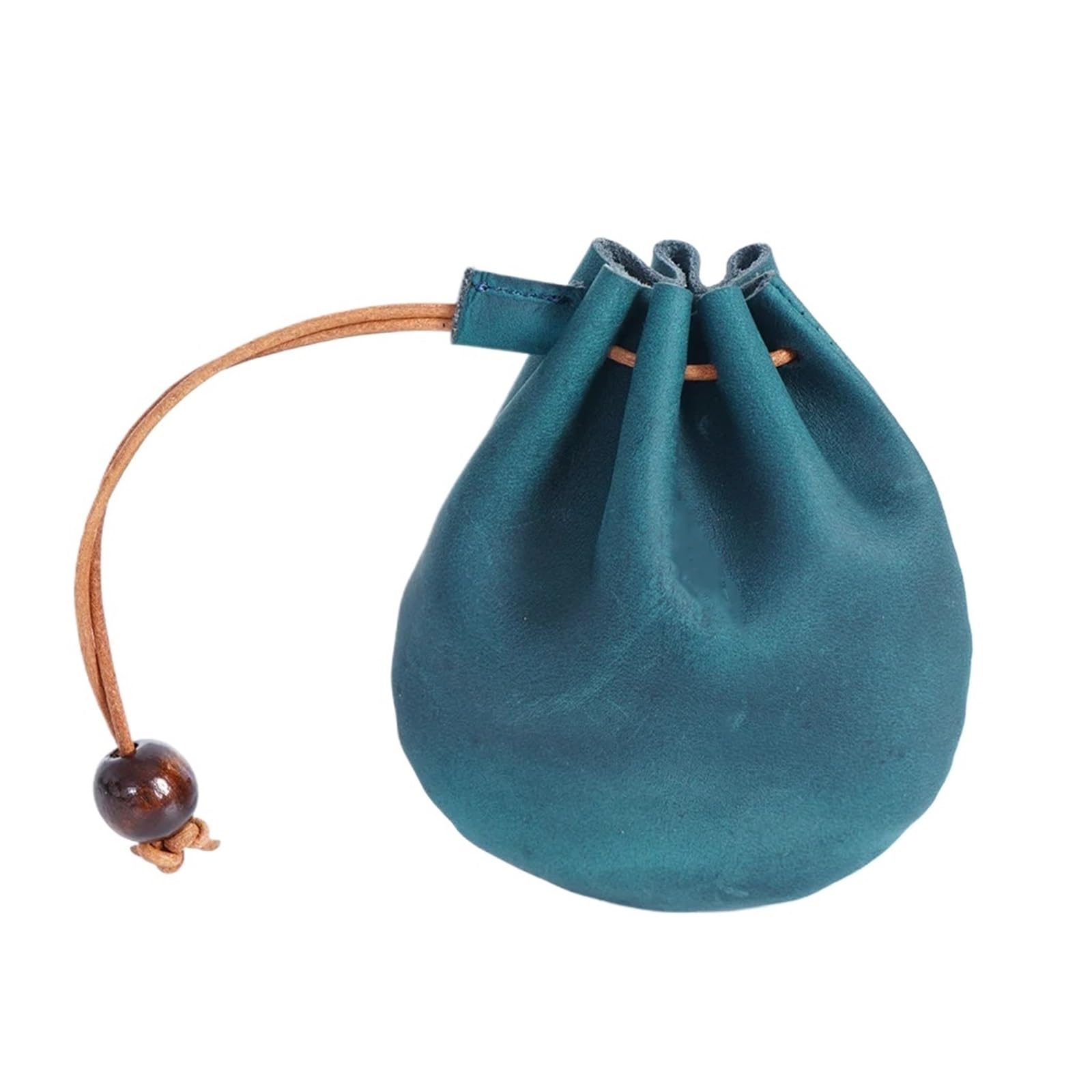 AYWTIUN Leather Drawstring Pouch Handmade Leather Unisex Coin Purse Cow Coins Money Pocket Wallet Drawstring Storage Bag