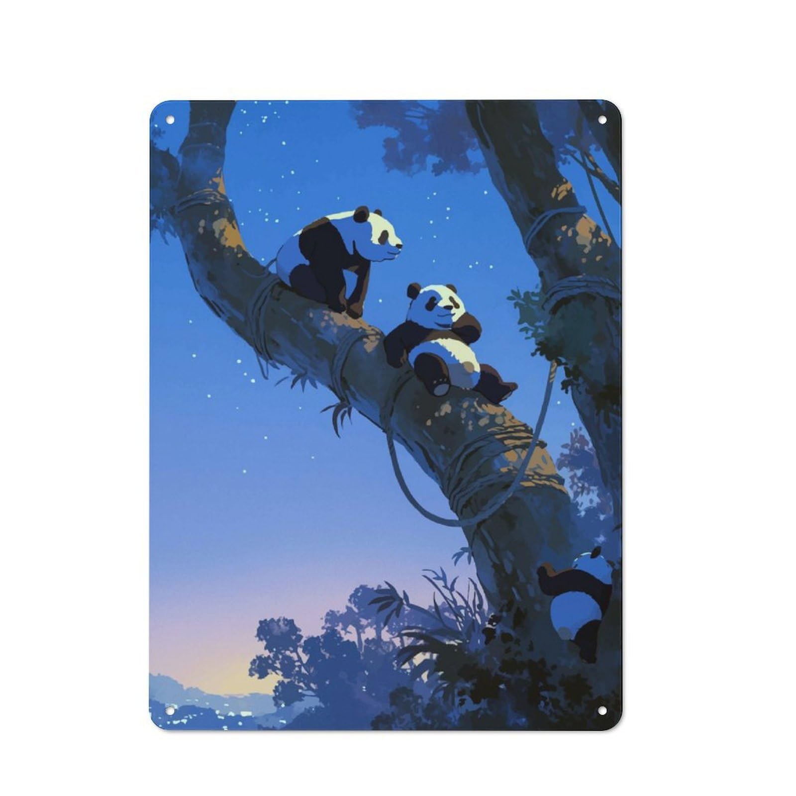 Junmoney Three Pandas In Trees Vintage Metal Sign 40X30cm For Dining Room Or Kitchen, Suited To Home Decor Collectors