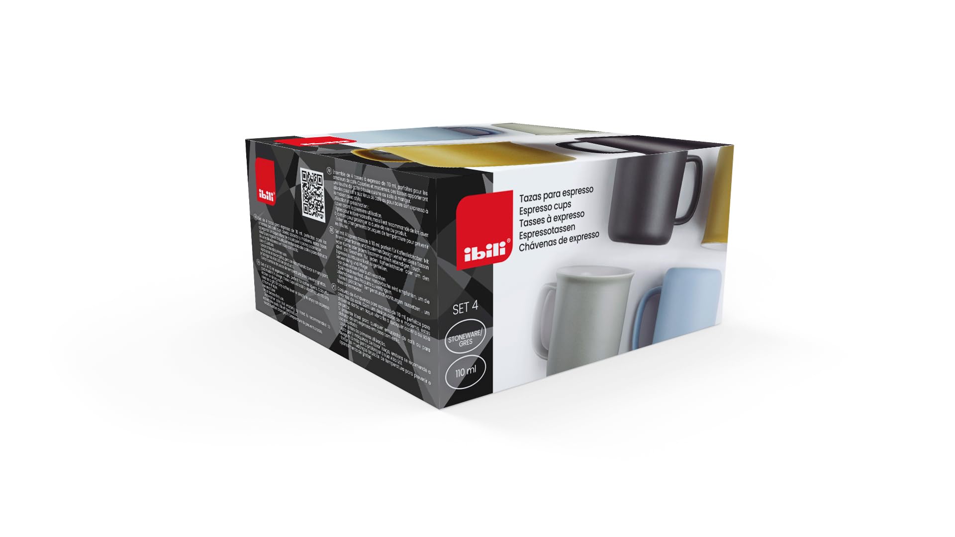 IBILI - Zestaw 4 filiżanek do kawy, 110 ml, Expresso Colorfull