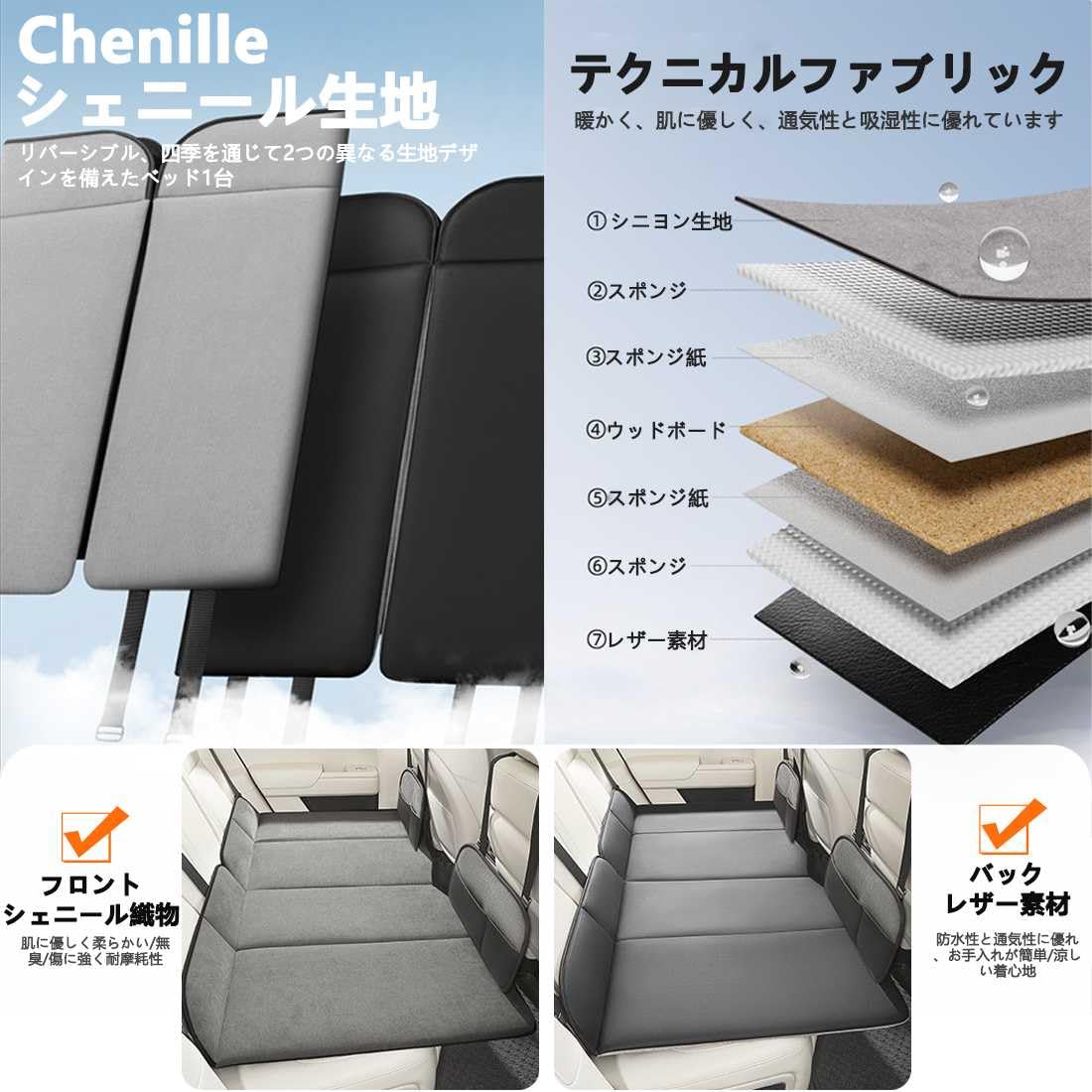 Amazon.co.jp: 新型 車中泊 マット トライトンに適用 車内ベッド 後部