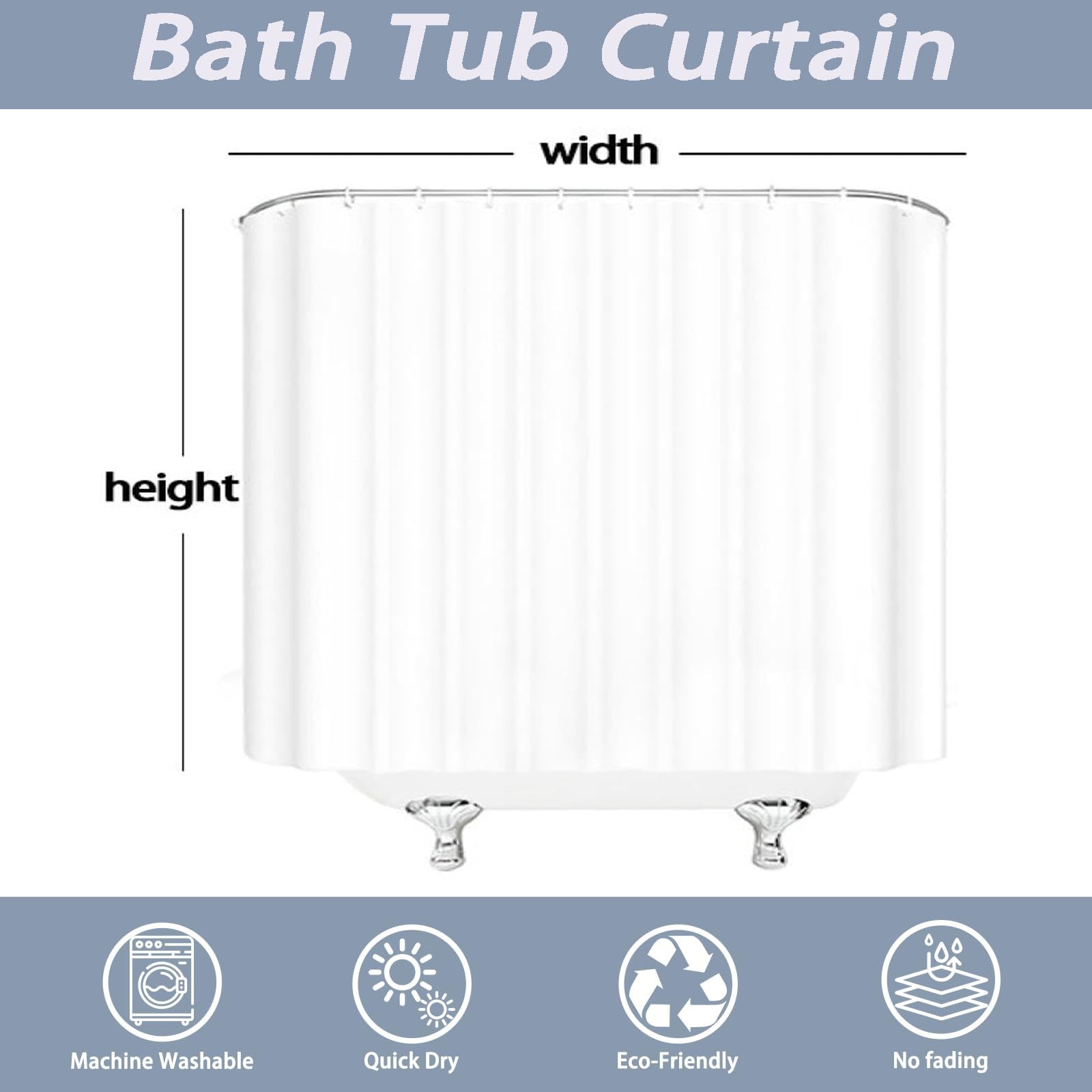 Cortina de ducha impermeable de 230 x 220 cm, tela de poliéster blanco, divisor de baño, diseño moderno con ganchos y fácil de limpiar, ideal para decoración del hogar y el baño