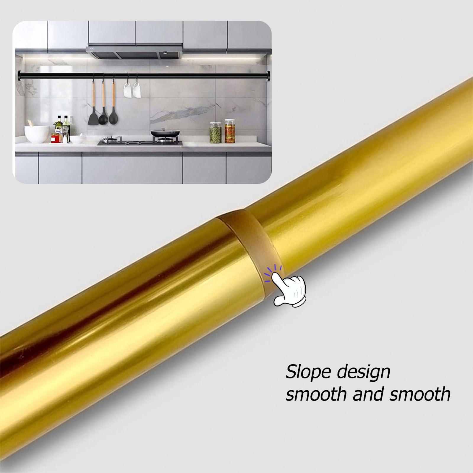 Adjuble - Barra de ducha sin taladrar, resistente al óxido, diámetro de 28 mm, diseño antideslizante para baño, sala de estar, dormitorio (negro, 120-220 cm)