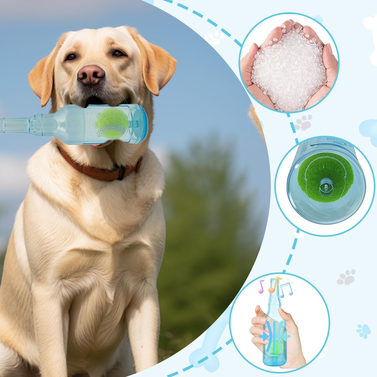 QianDanS Dog Chew Toys with Tennis Ball Squeaky Toys Outdoor Dog Toys for Teething Training, Stress Relief (Blue) - Image 3