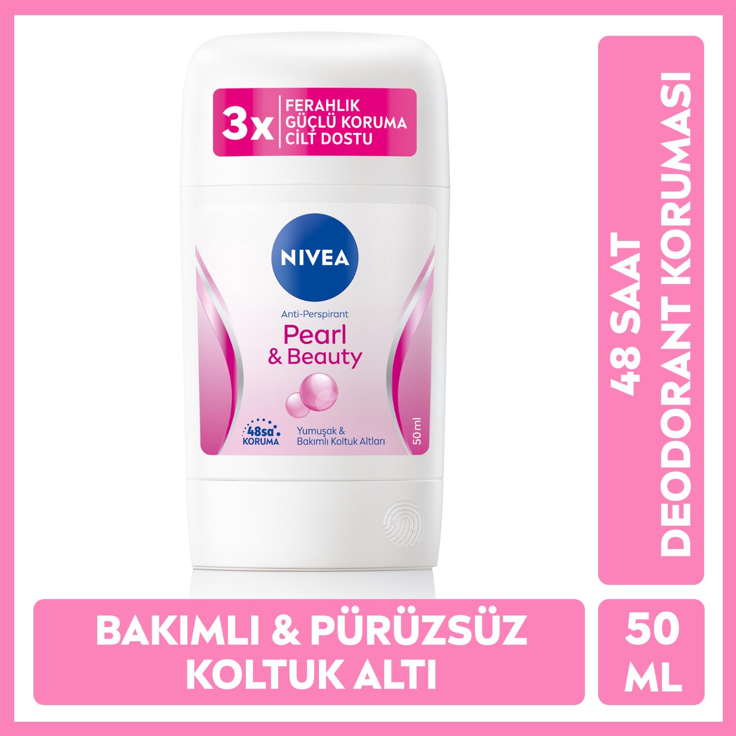 NIVEA Kadın Stick Deodorant Pearl&Beauty,48 Saat Anti-perspirant Koruma 50ml ve NIVEA Men Erkek Stick Deodorant Fresh Active Ter ve Ter Kokusuna Karşı 48 Saat Deodorant Koruması, 50 ml