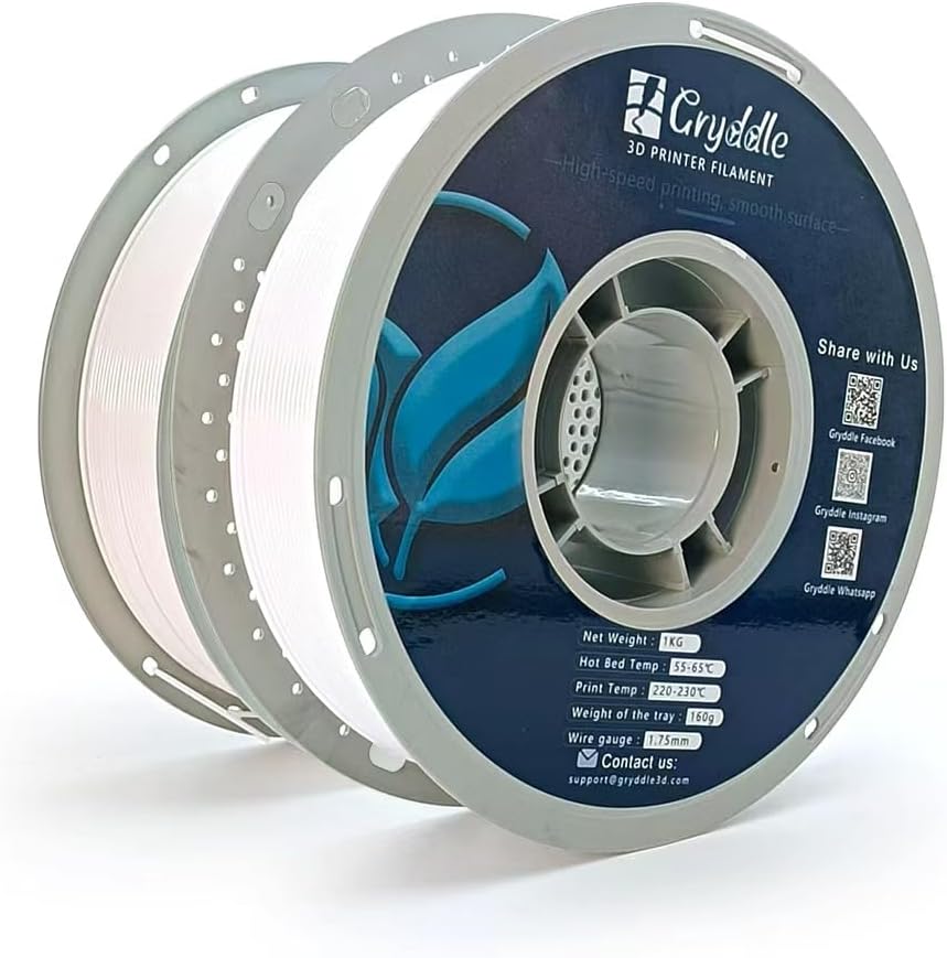 2KG PLA Filament 1.75mm White Bundle (2 Rolls x 1kg) - High Precision ±0.02mm, Smooth Printing & Low Warping, 2-Pack Value Set for FDM 3D Printers