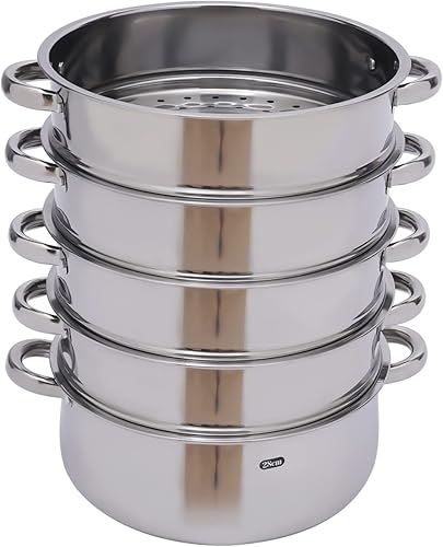 Miniatura 7 de Vaporizador de alimentos multiusos de 5 niveles de acero inoxidable con tapa, olla para cocinar verduras y cocinar al vapor de 11.0 in11 pulgadas,