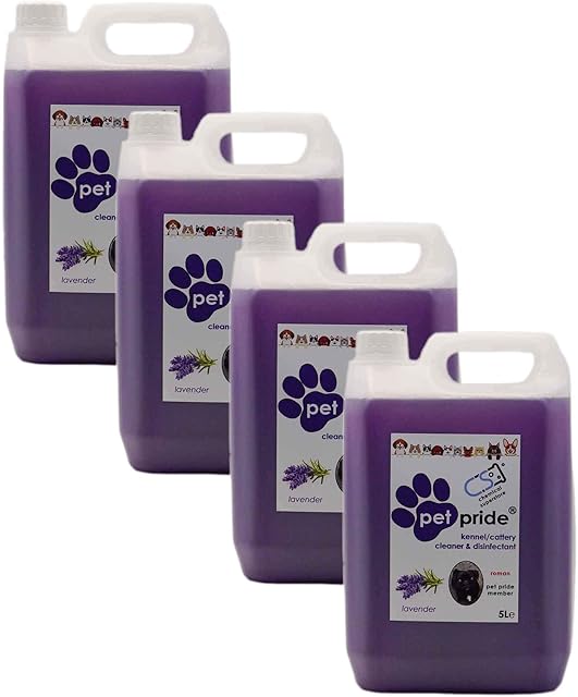 4 x 5L Pet Pride Kennel, Catter Cleaner, Deodoriser - Lavender