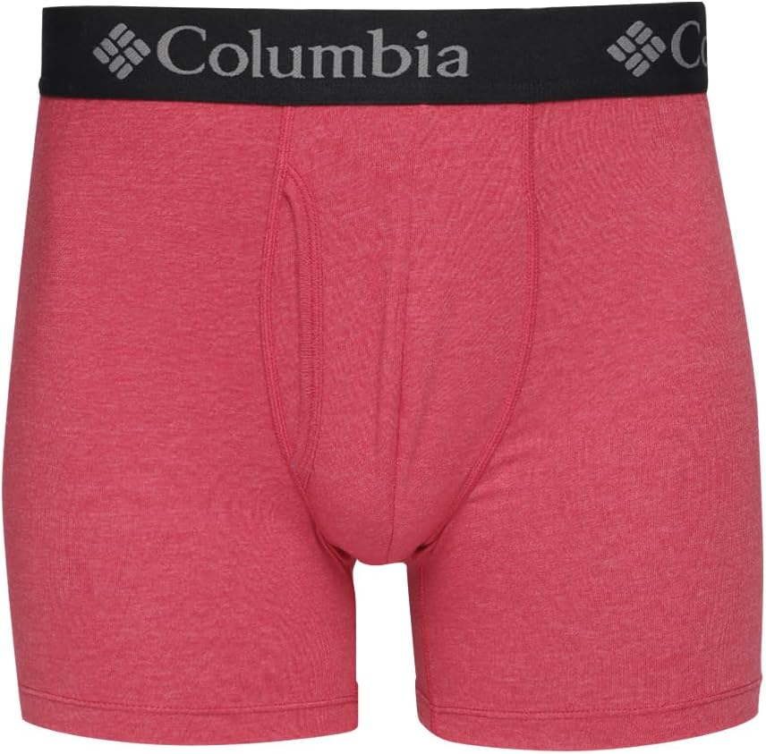 Columbia メンズ パフォーマンス コットン ストレッチ ボクサー ブリーフ 3 パック、レッド/ブルー/グレー、XXL