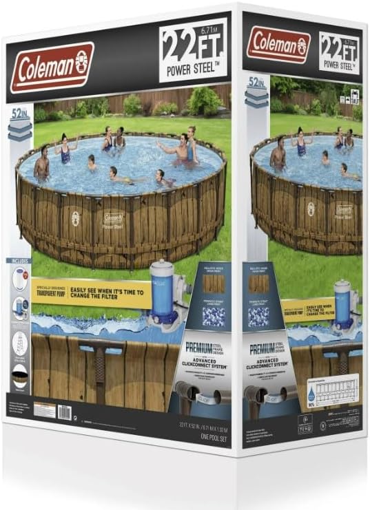 Amazon.com: CM Power Steel 22ft x 52in Round Metal Frame Above Ground ...