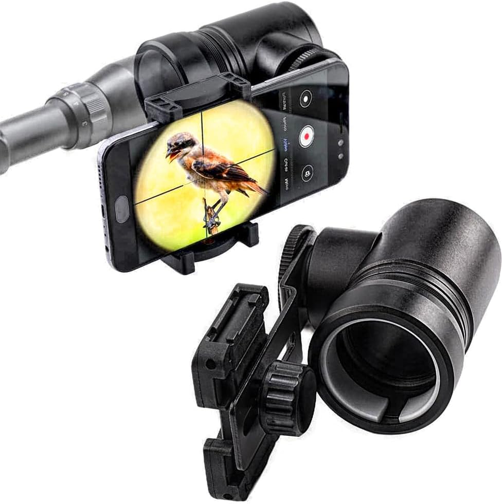 Rifle Scope Camera Adapter – Aluminum Smartphone Mount for Hunting & Birding with Dual Viewing Angles and Fast, Screw-Free Setup