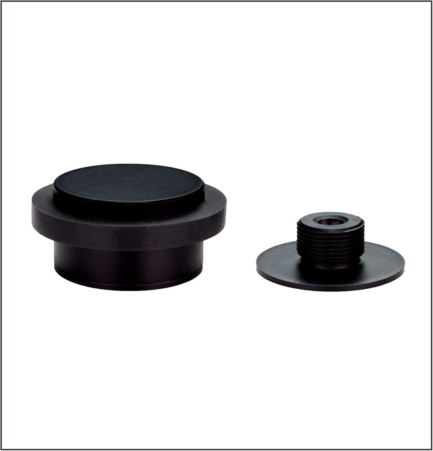 EVI | Adhesive Doorstop | 1.37'' X 0.8'' | Threaded Base | Black Rubber | Stainless Steel | Black Lacquered | Includes Screw + Clamping Anchor | Mod. I-203