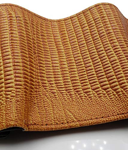 Ag Wallets Genuine Leather Men's Snake Skin Embossed Trifold Wallet (Black) (Tan) #TOP4