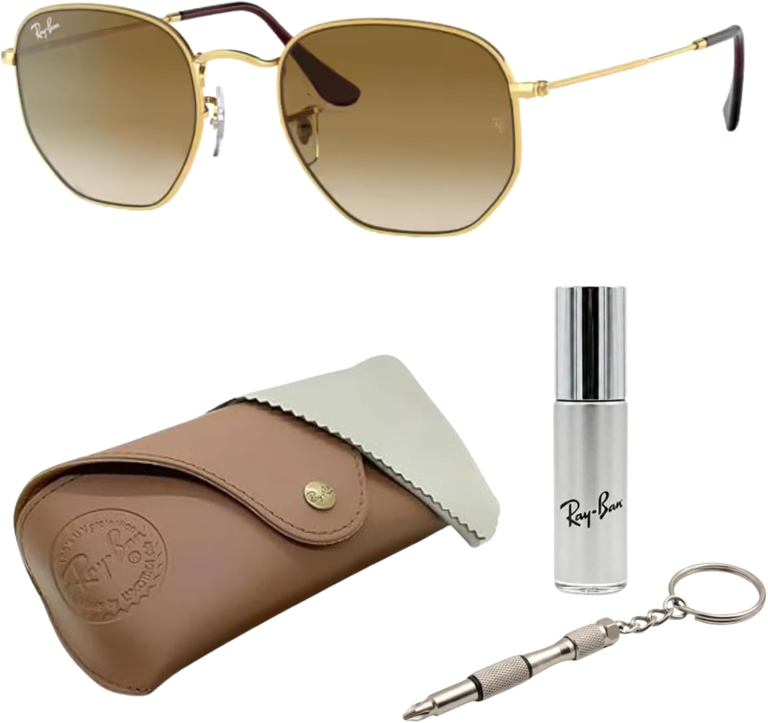 Ray-Ban RB3548 HEXAGONAL Square-Round Shaped Sunglasses for Men & Women with Official RAYBAN Eyewear Kit
