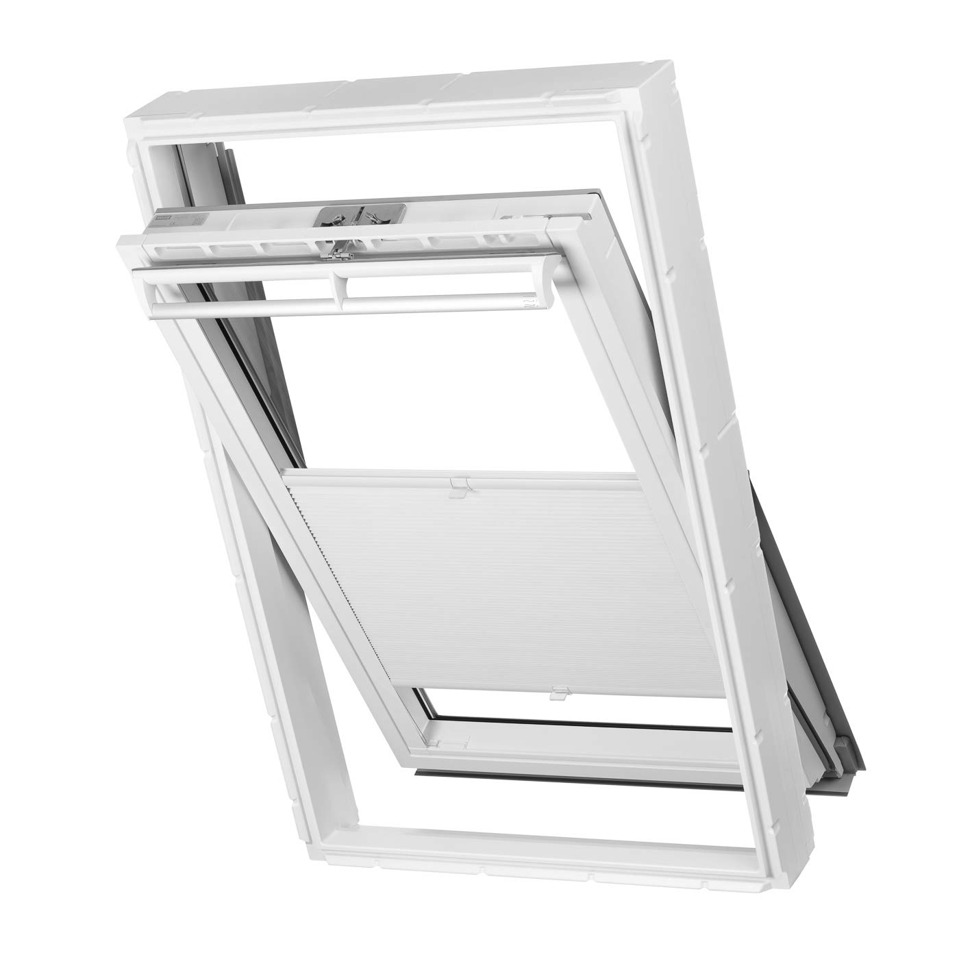 Ventanara® Roleta plisowana o strukturze plastra miodu, bez wiercenia, pasuje do okien Velux, plisowana, napięta, montaż na klej (PK06, biała zaciemniająca, biała)