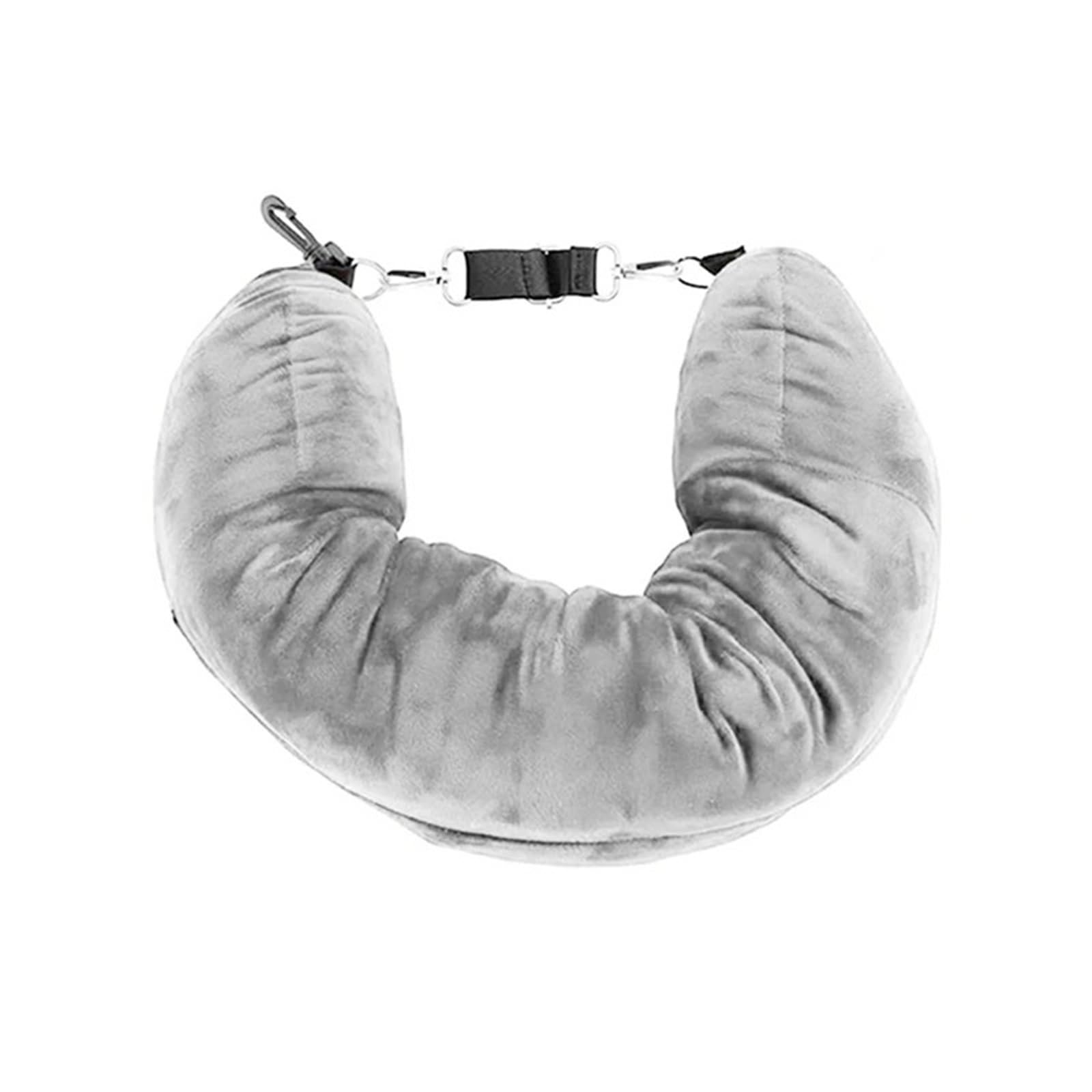 YShiuoL Neck Pillow Portable Neck Pillow Space-saving Clothes Adjustable Comfortable for Car Train Airplane(Grey)