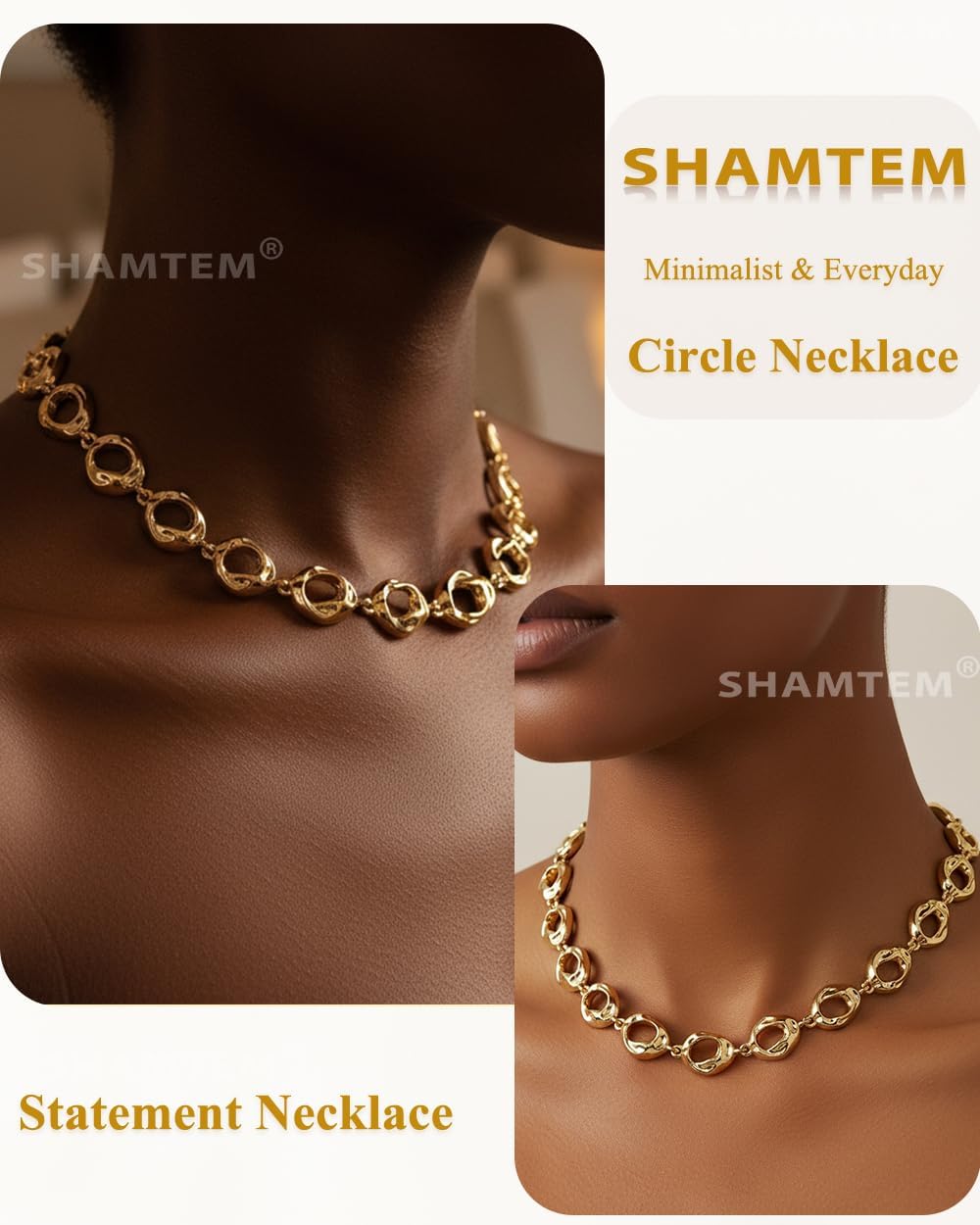 Chunky Gold Choker Necklaces for Women,14K Gold Plated Teardrop Thick Chain Necklaces for Women Bold Statement Necklace Trendy Jewelry Gifts - Image 3