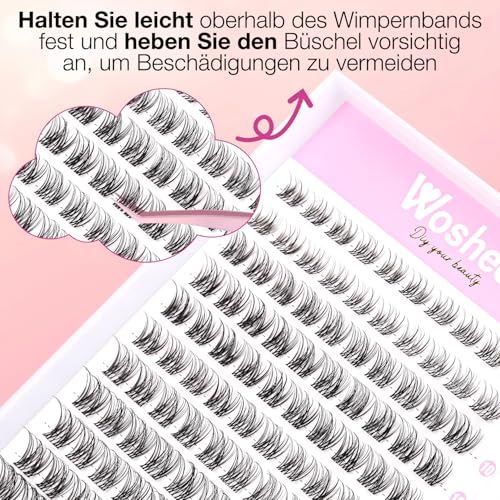 Wosheer Wimpern Extensions Set, Lash Cluster Set, Wispy Natürliche Wimpern Cluster, D Curvature Diy Künstliche Wimpern with Bond and Seal &… – Ansicht 3