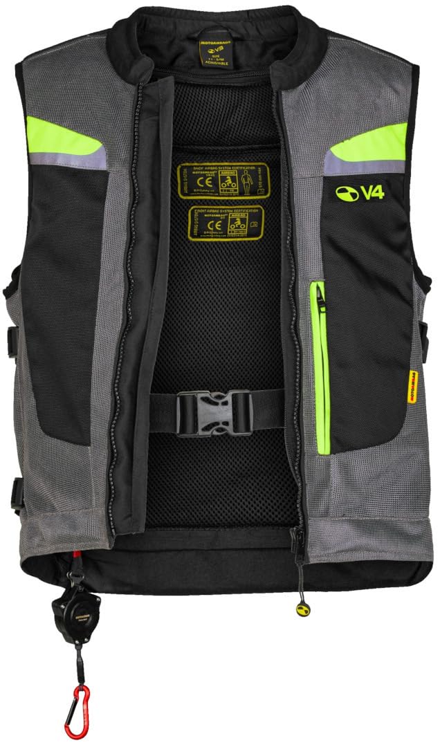 MAB v4 Gilet airbag, nero/grigio/neon, L/XL