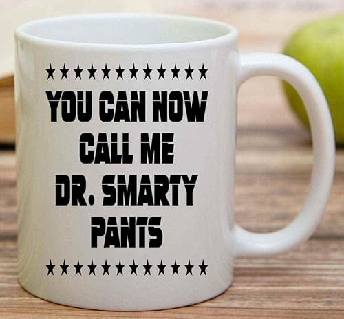 Miniatura 4 de Regalo de graduación ideal para amigos doctorales  Dr. Smarty Pants  Taza de café de cerámica blanca natural de 11 onzas