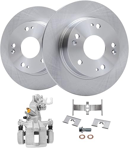 Miniatura 18 de Detroit Axle - Rotores de freno de disco trasero + repuesto de pinza de freno de disco trasera izquierda para Acura TL Honda Element - Juego de 3