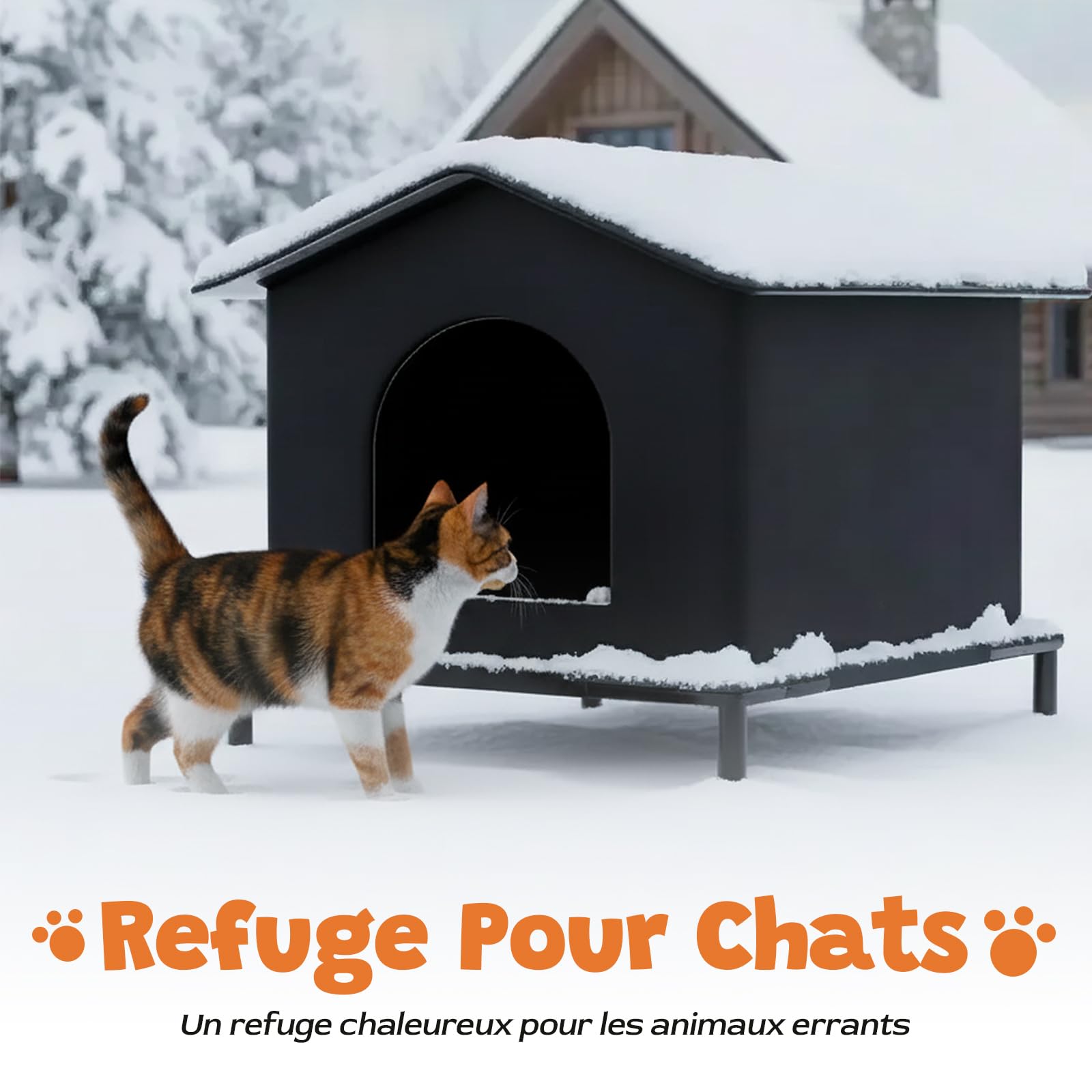 Sharplace Niche d'extérieur pour Chat, Protection pour Animaux de Compagnie, Portable, Chaude et isolée, abri pour Chat, idéal pour l'hiver, pour Une, Noir, L