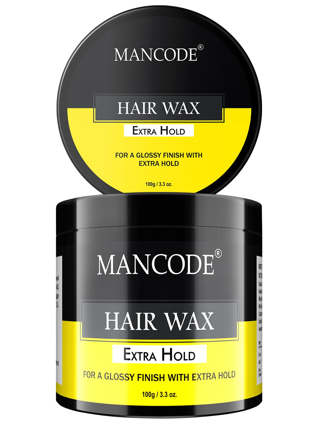 MAN CODEHair Wax Extra Hold Glossy Finish Extra Long Lasting Hold Easy Wash All Day Manageable Hair 100 gm Hair Styling Wax for Men (Pack of 1)